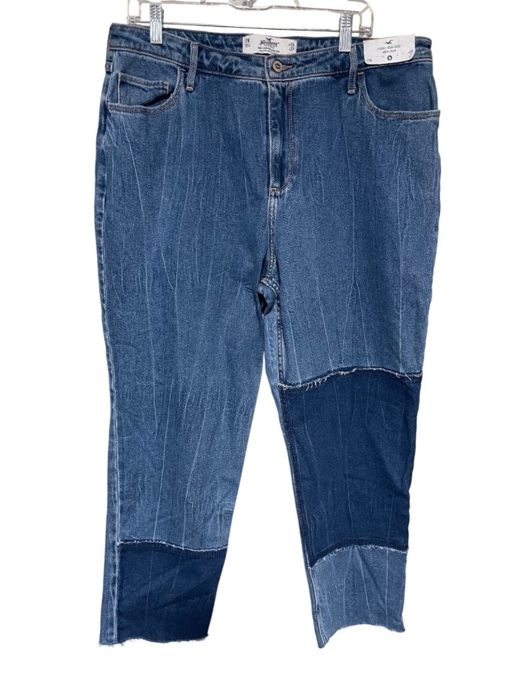Hollister Curvy High Rise Mom Jeans Size 17 Jr W33 Inseam 27 Patchwork\